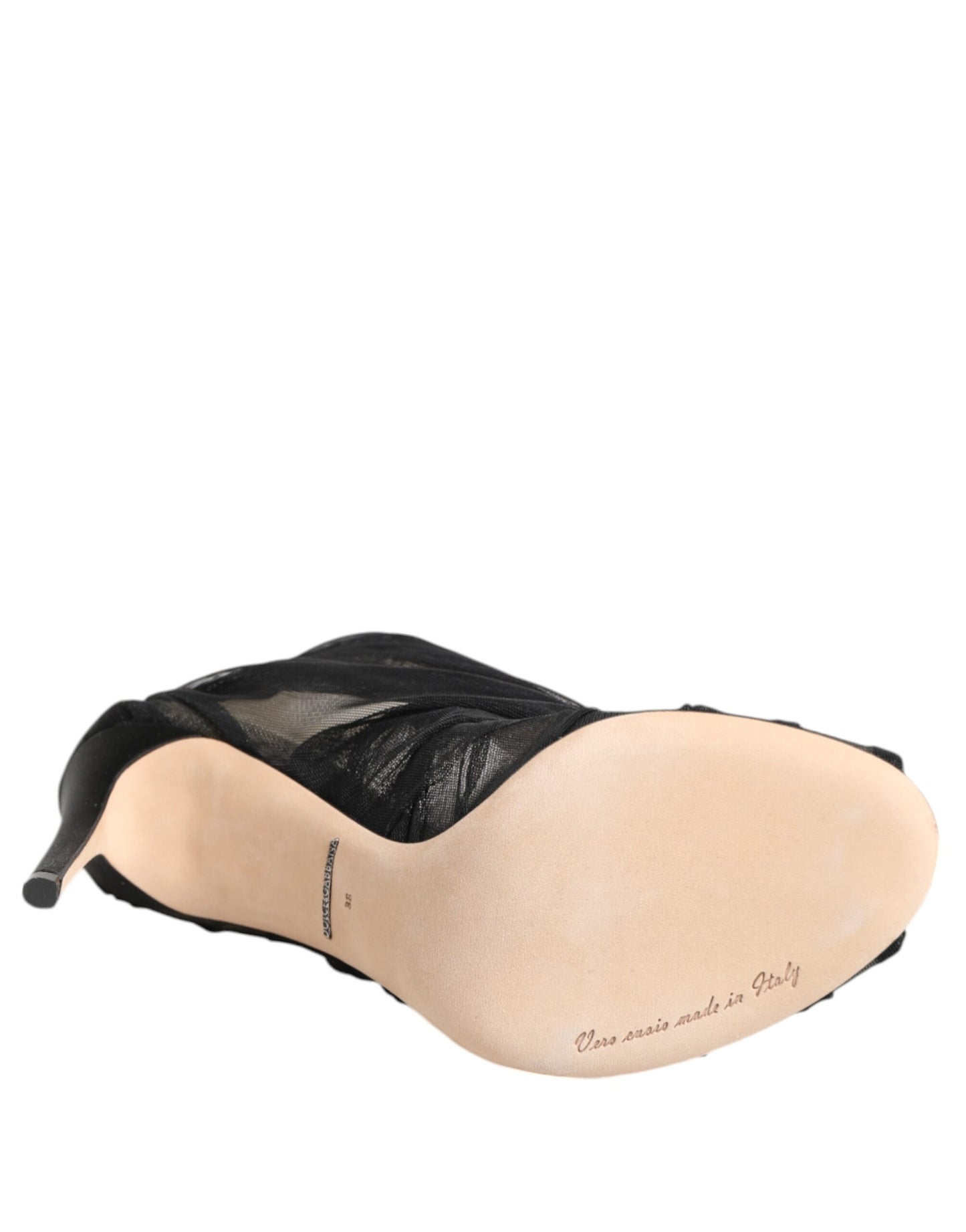 Botines de tacón de aguja de malla negra