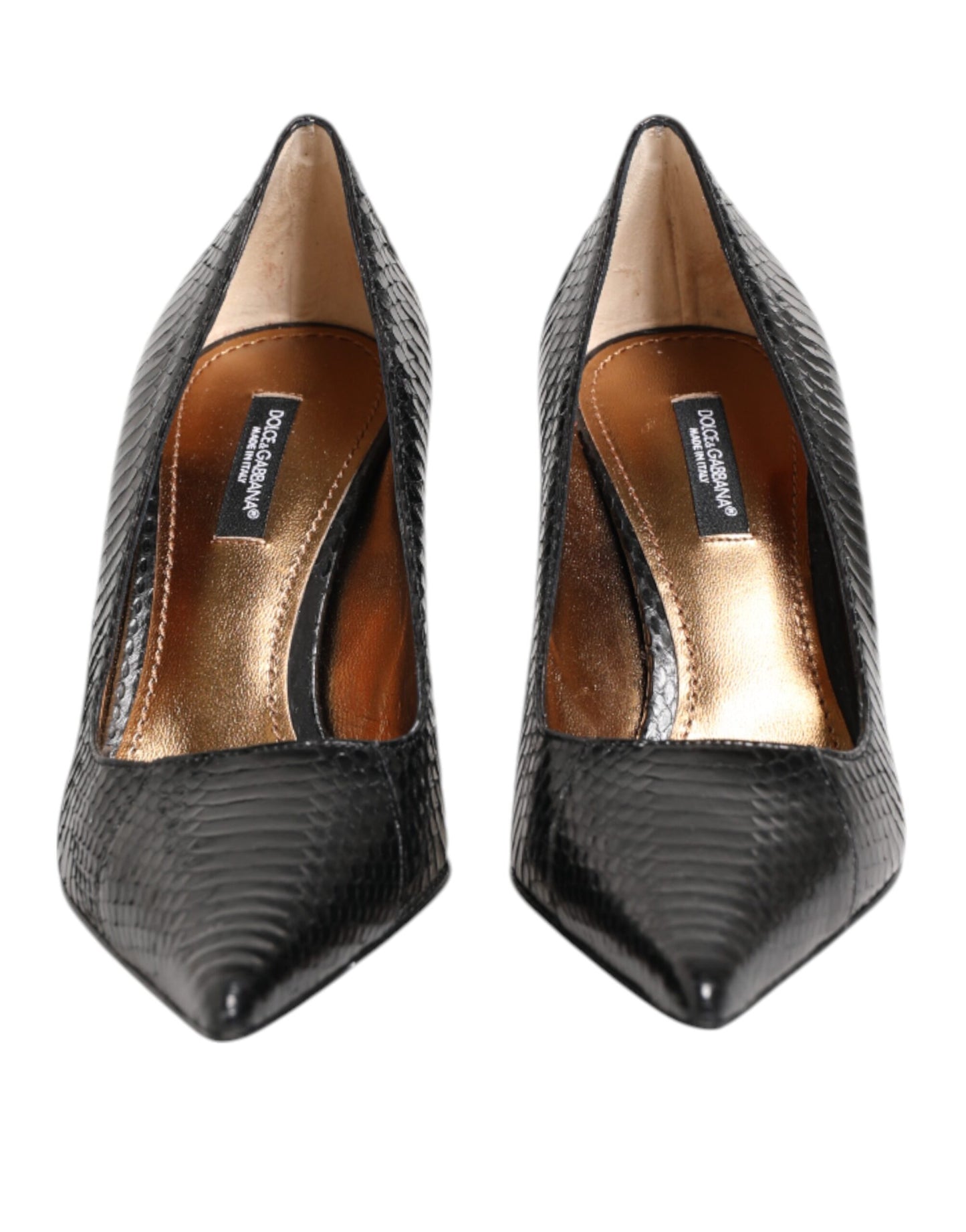 Zapatos de tacón de aguja de piel exótica negra