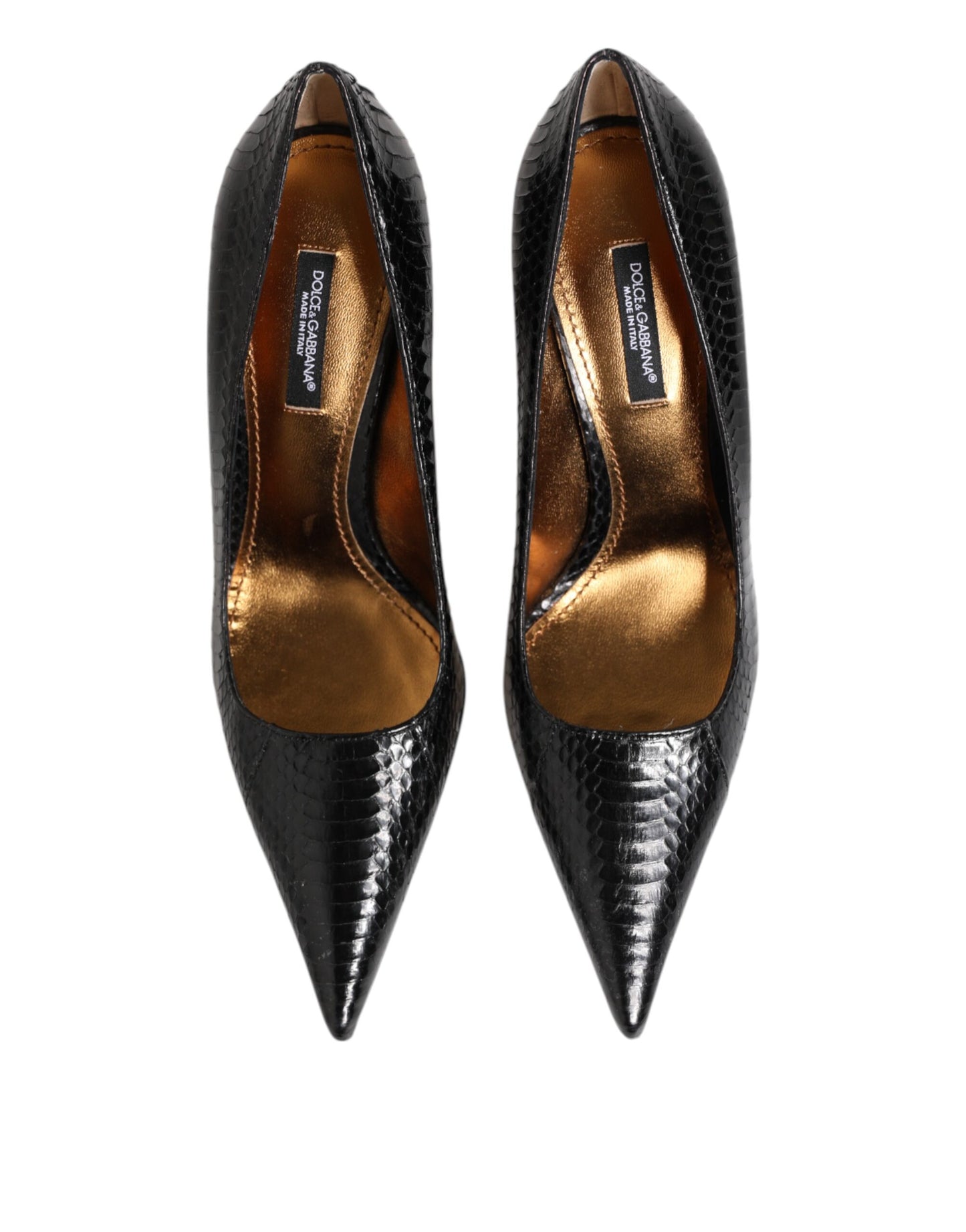 Zapatos de tacón de aguja de piel exótica negra