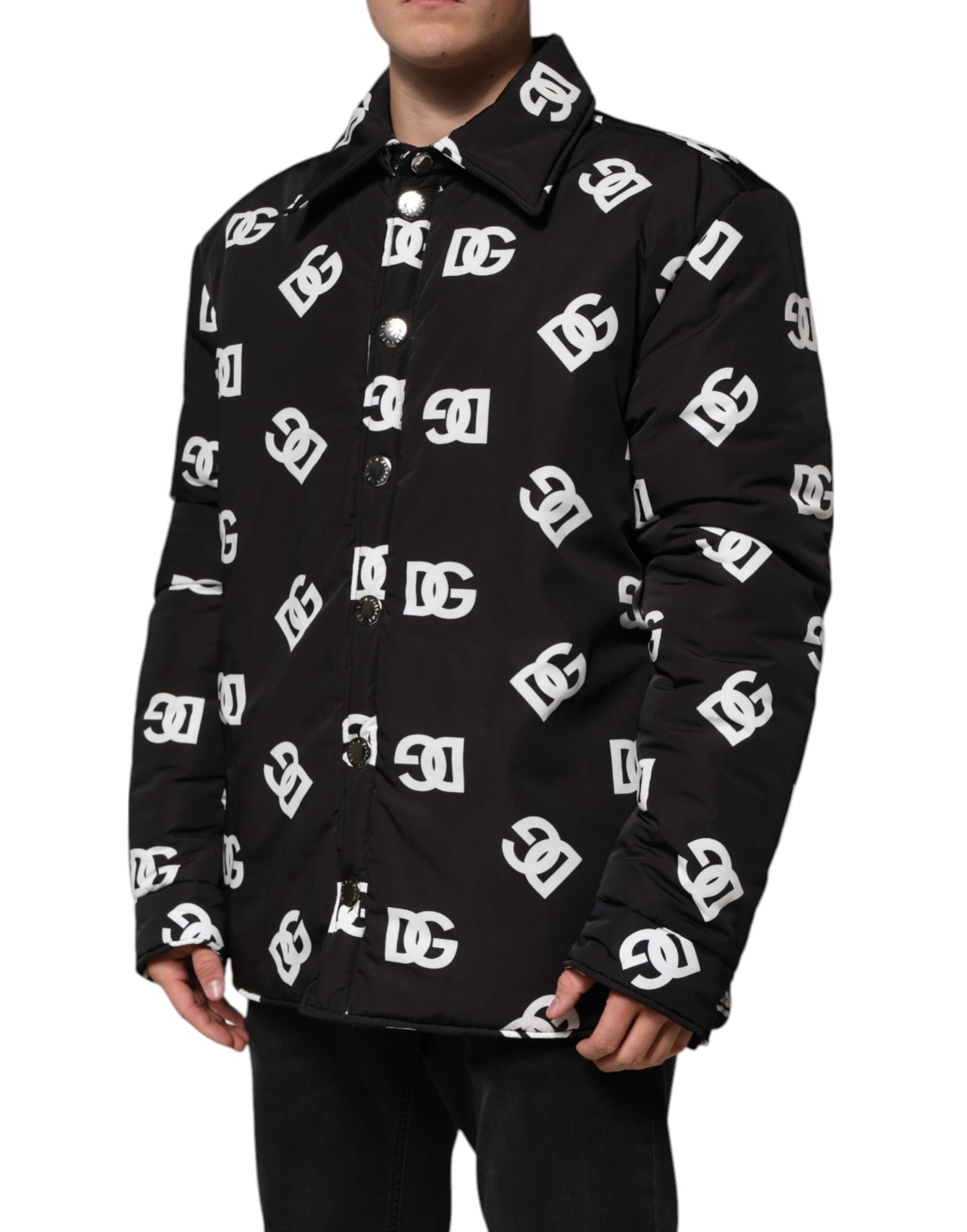 Chaqueta cortavientos de nailon con monograma DG negro
