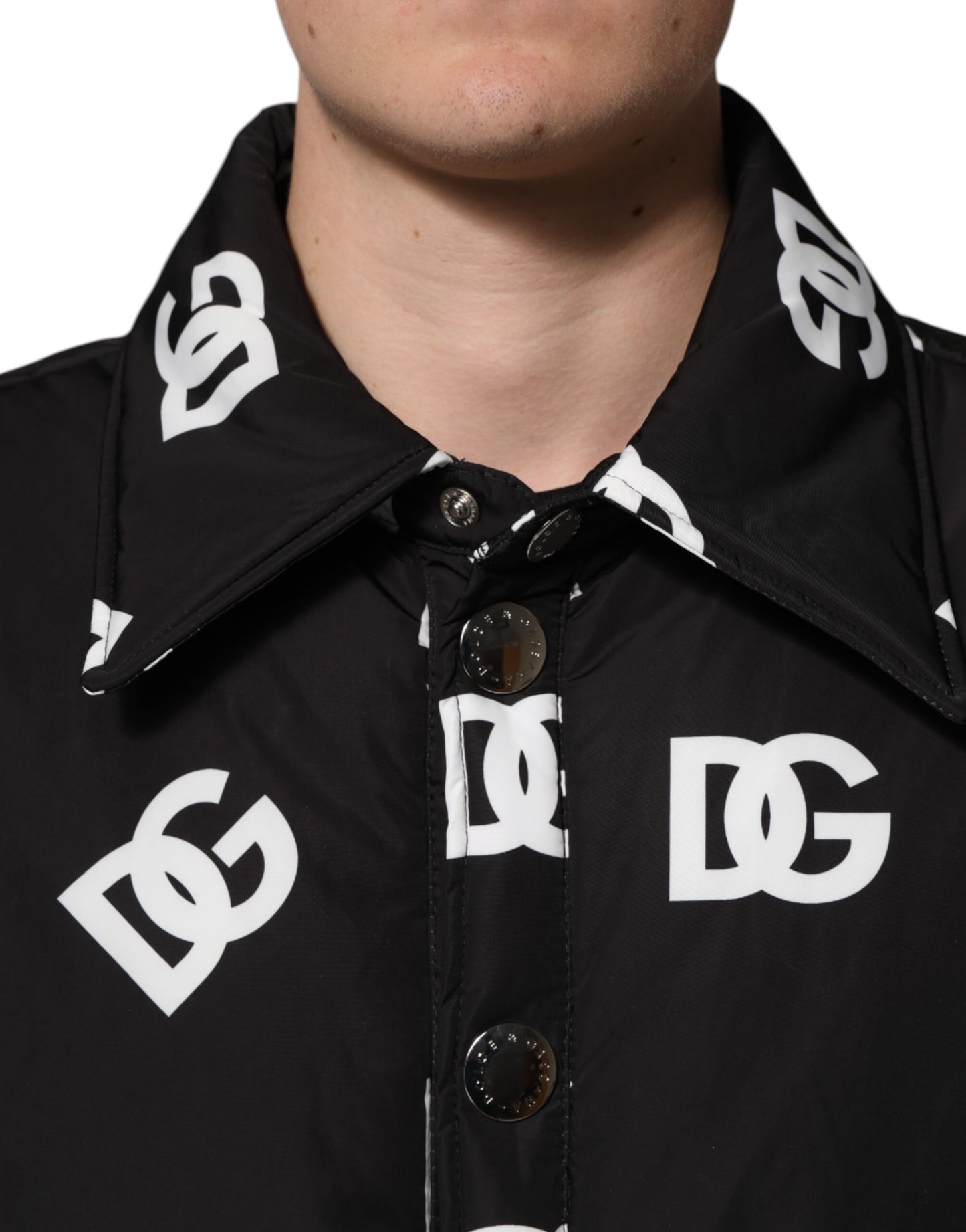 Chaqueta cortavientos de nailon con monograma DG negro