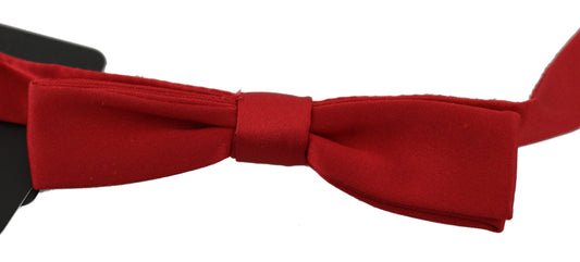 Pajarita Papillon fina ajustable de seda 100 % roja