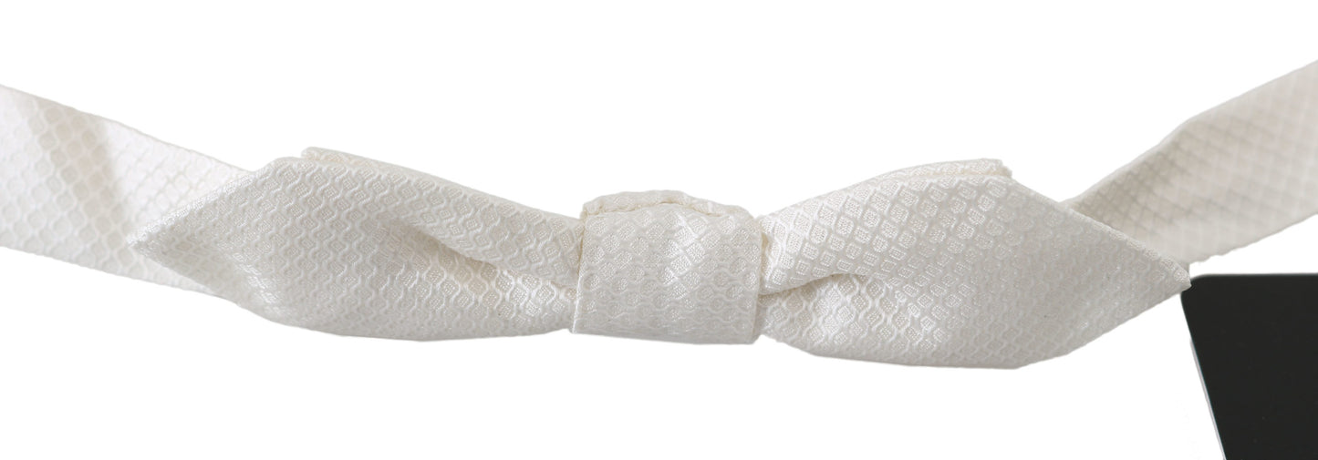 Corbata Papillon fina ajustable para hombre, color blanco 100 % seda