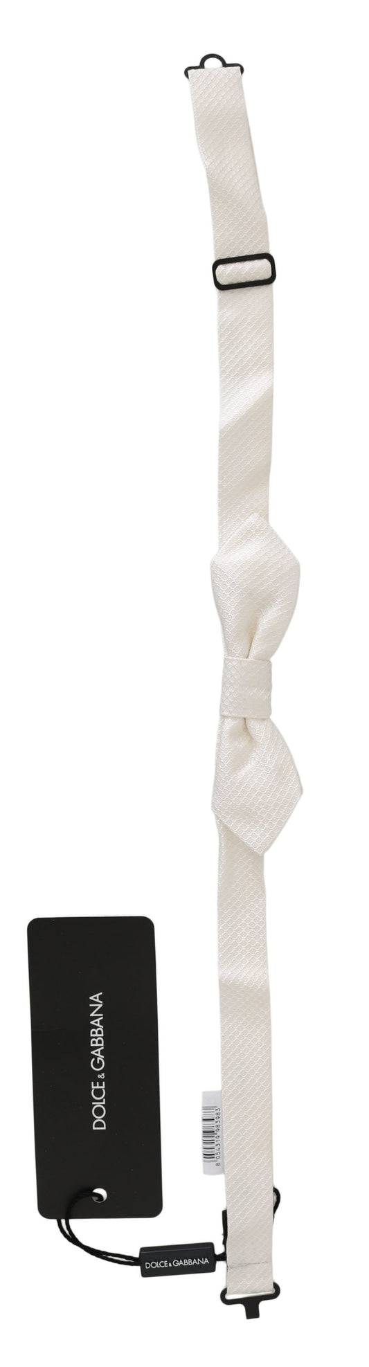 Corbata Papillon fina ajustable para hombre, color blanco 100 % seda