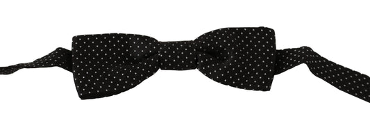 Pajarita Papillon de seda con lunares negros y cuello ajustable para hombre