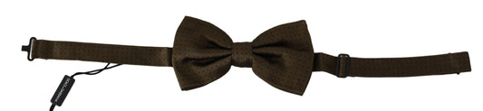 Pajarita Papillon de seda con lunares marrones y cuello ajustable para hombre