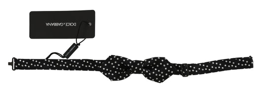 Pajarita Papillon de seda con lunares negros y cuello ajustable para hombre