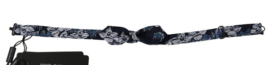 Pajarita Papillon ajustable fina con estampado floral azul marino para hombre
