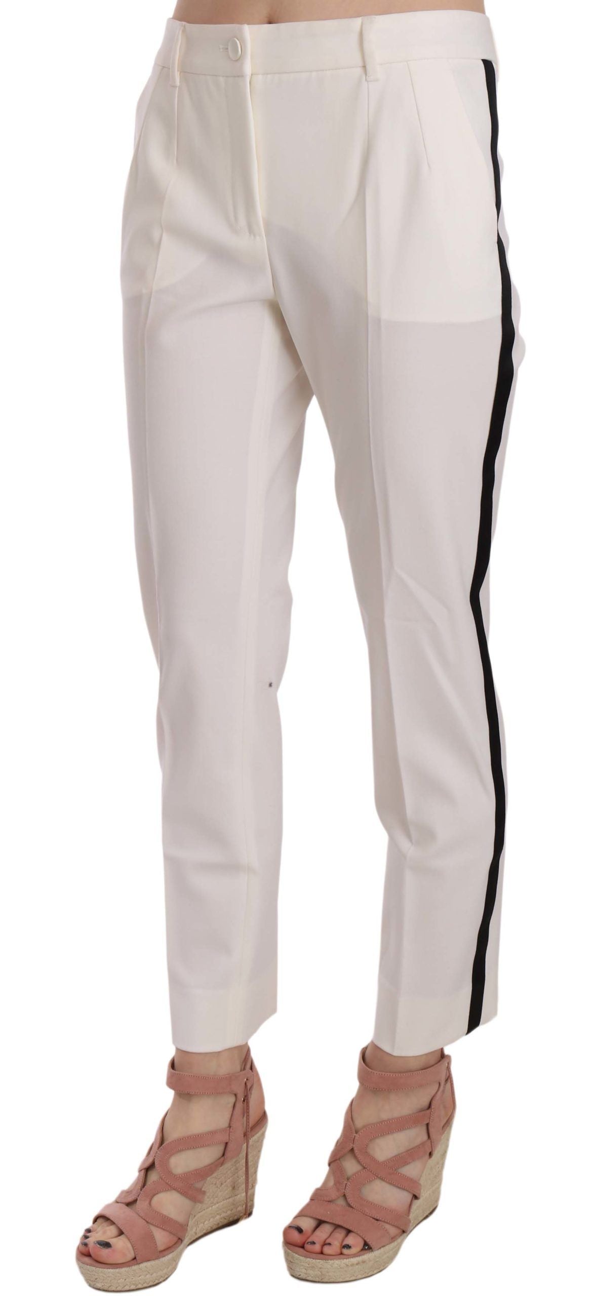 Pantalones cónicos de lana con rayas laterales blancas