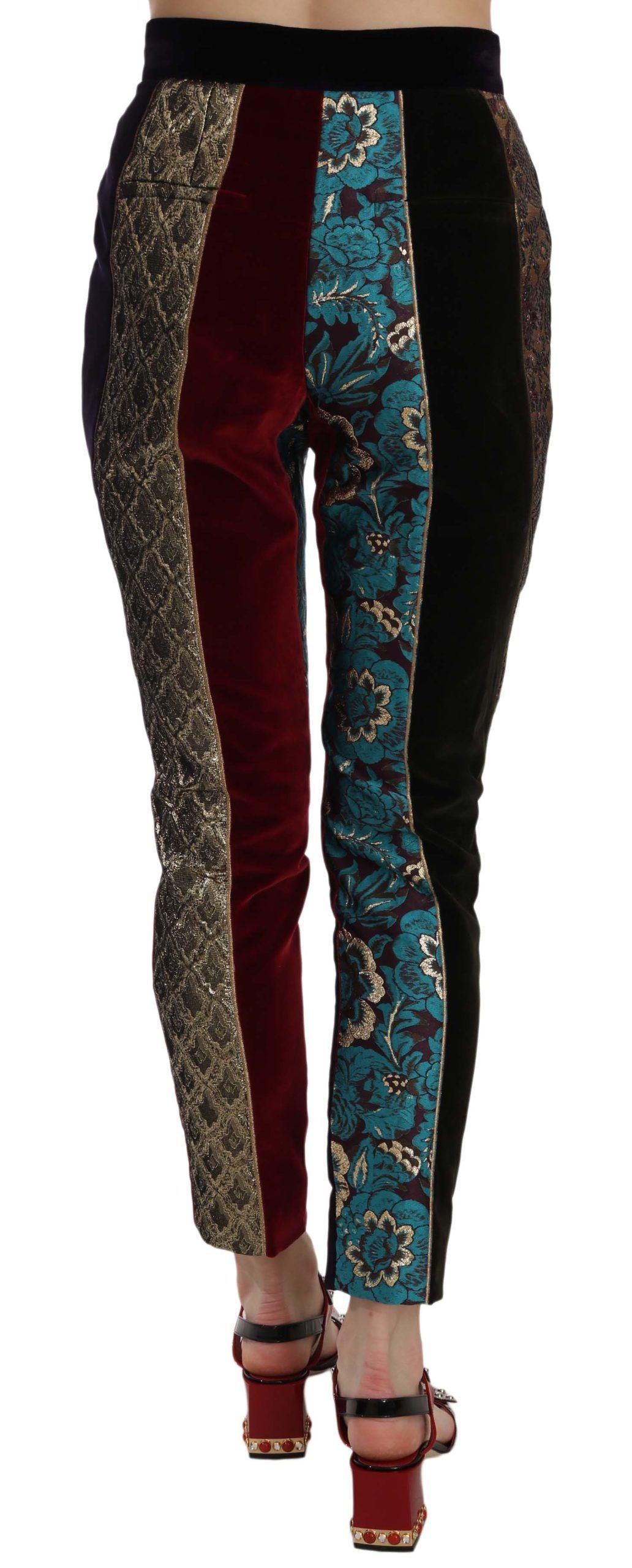 Pantalones cónicos recortados de jacquard multicolor