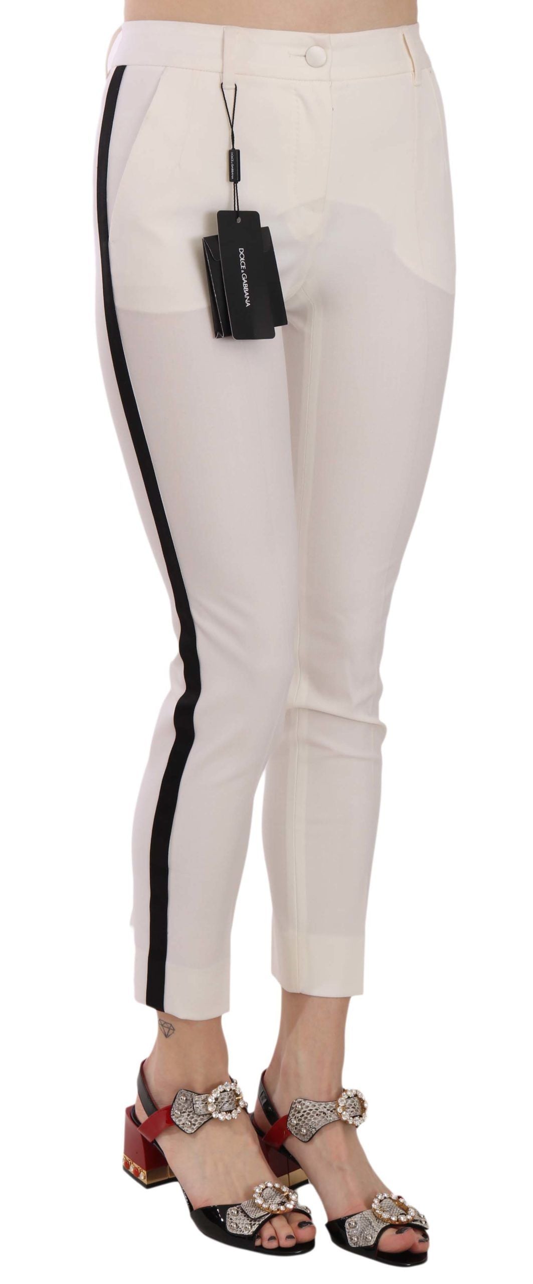 Pantalones pitillo recortados con rayas laterales blancas
