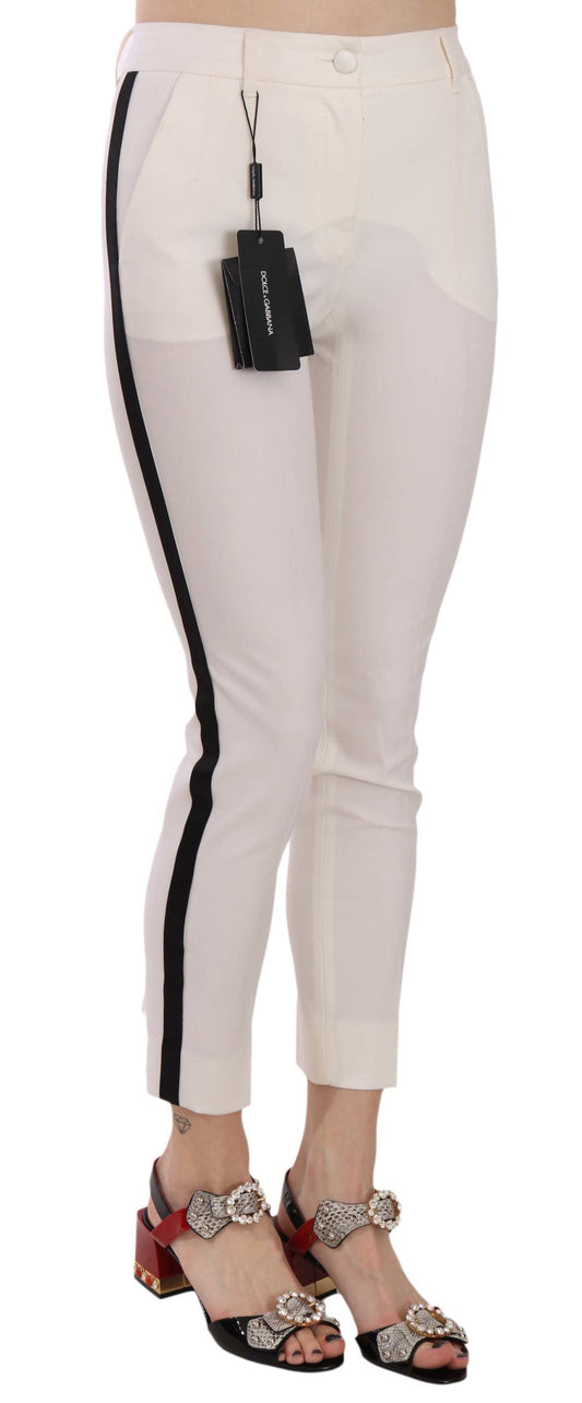 Pantalones pitillo recortados con rayas laterales blancas