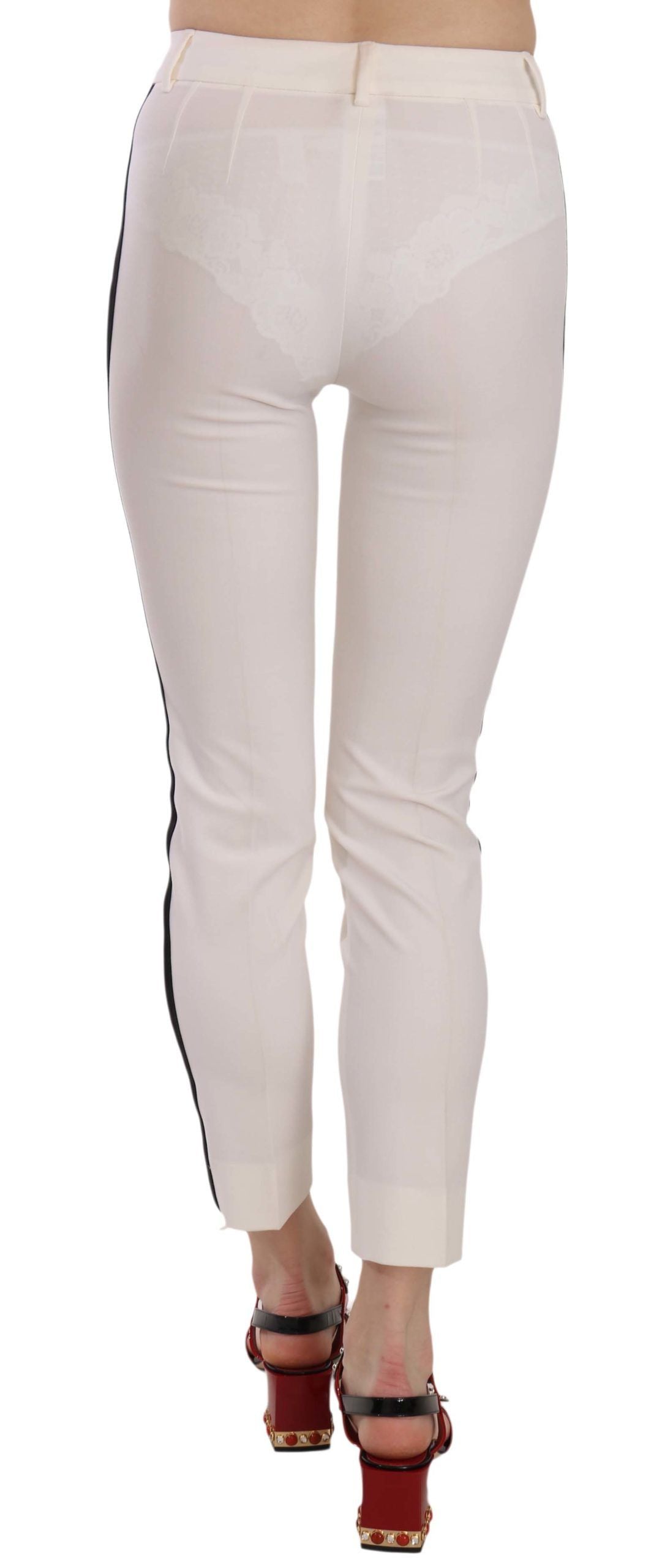 Pantalones pitillo recortados con rayas laterales blancas