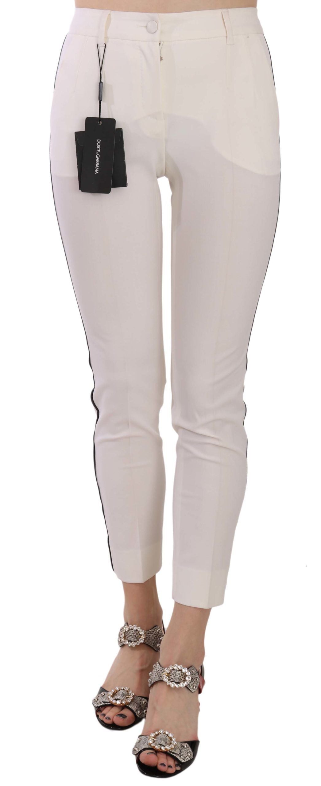 Pantalones pitillo recortados con rayas laterales blancas
