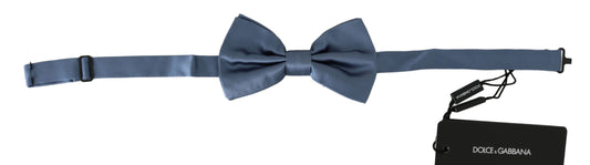 Pajarita Papillon ajustable para el cuello 100 % seda azul
