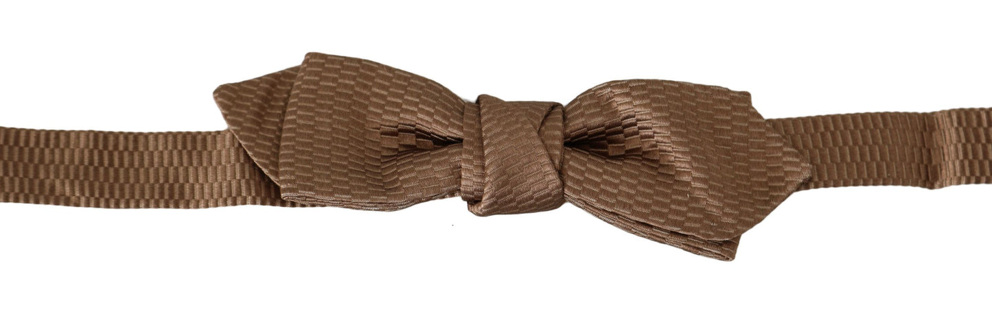 Pajarita Papillon ajustable para hombre, color marrón y dorado