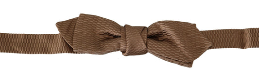Pajarita Papillon ajustable para hombre, color marrón y dorado