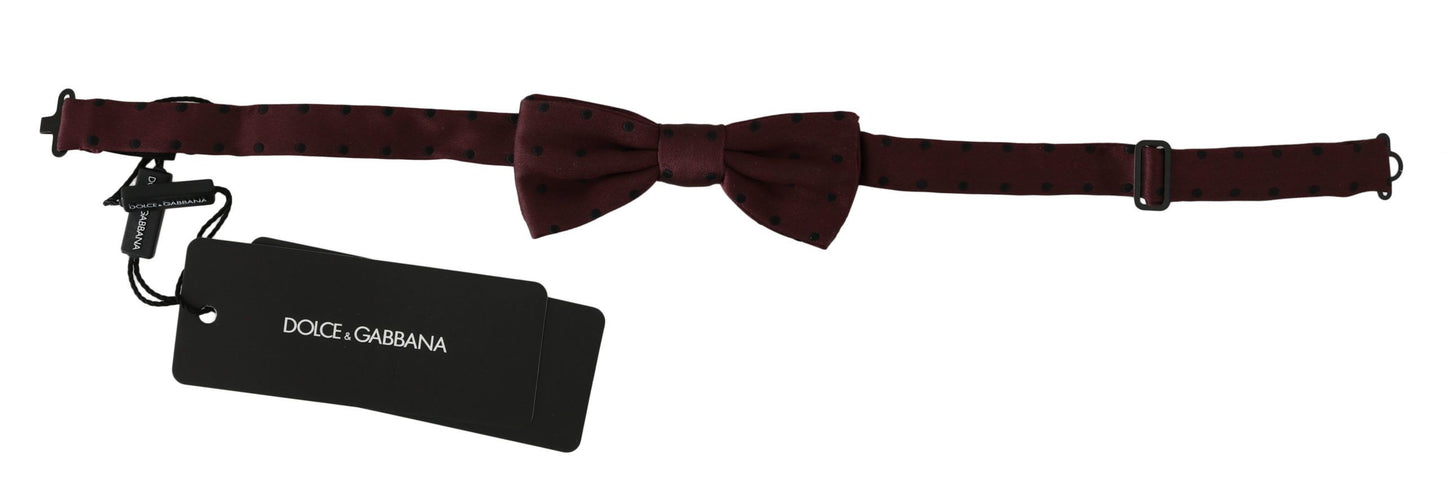 Pajarita Papillon de seda con lunares morados y cuello ajustable