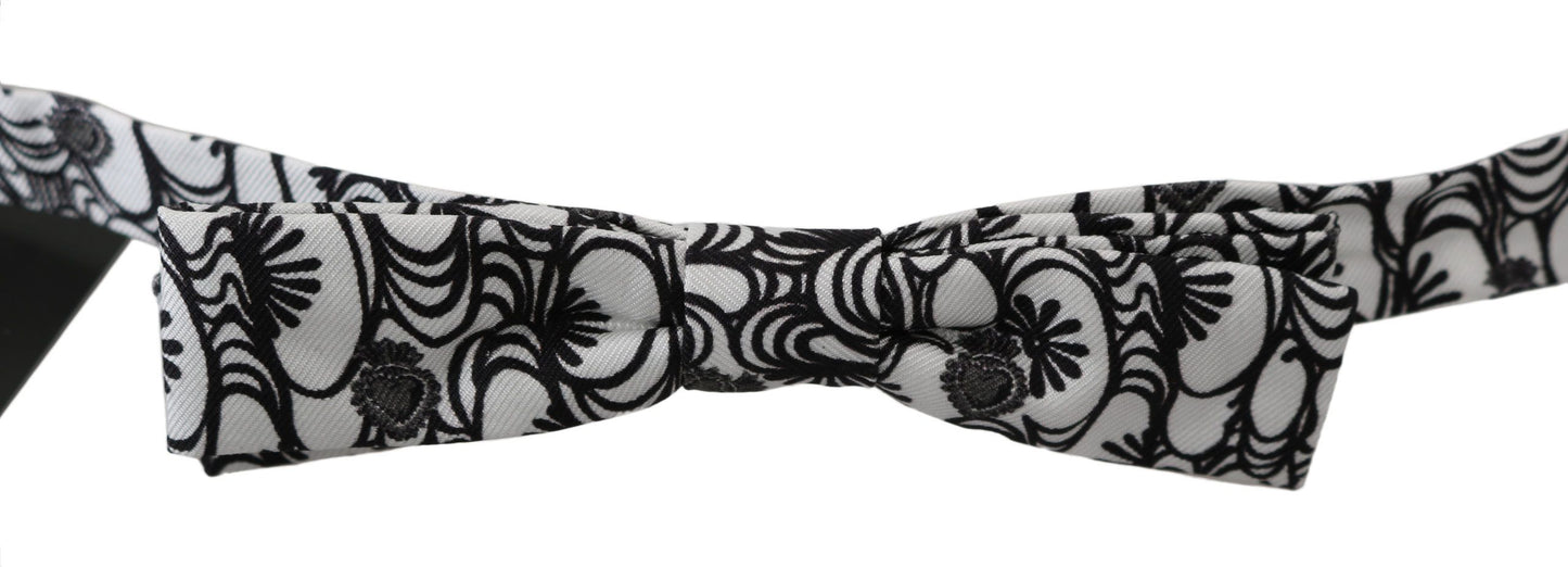 Corbata Papillon de seda ajustable con estampado blanco