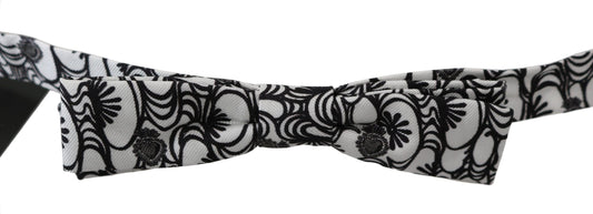 Corbata Papillon de seda ajustable con estampado blanco