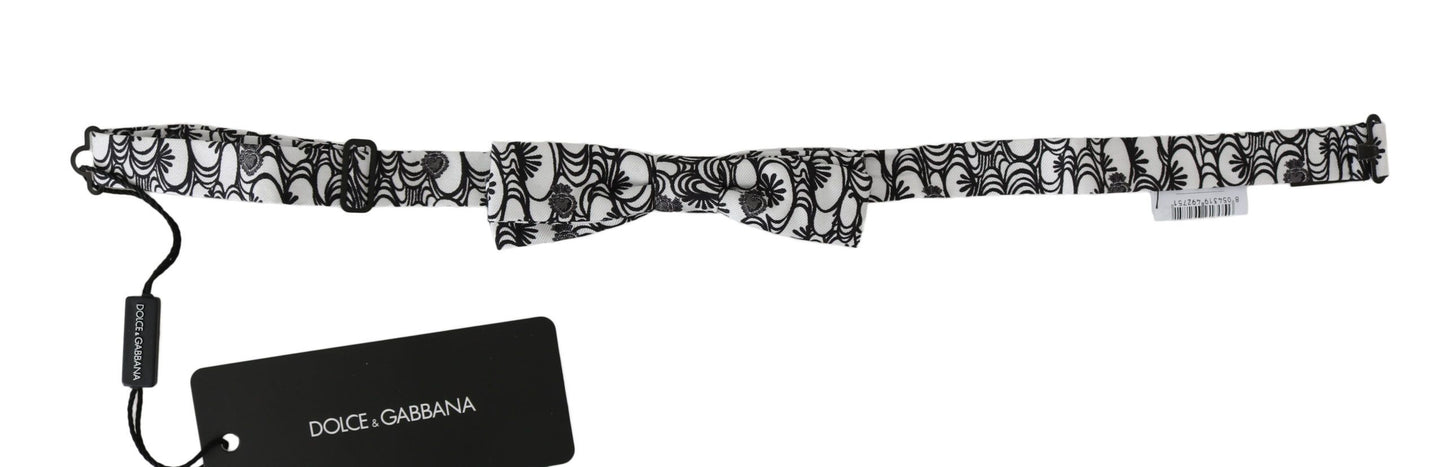 Corbata Papillon de seda ajustable con estampado blanco