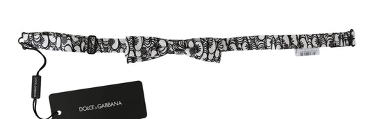 Corbata Papillon de seda ajustable con estampado blanco