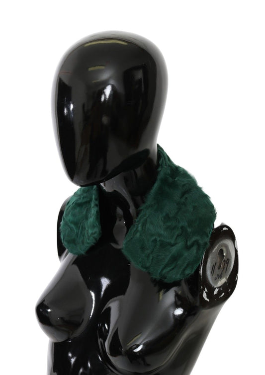 Bufanda de piel de cordero con cuello de hombro de piel verde