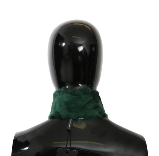 Bufanda de piel de cordero con cuello de piel verde