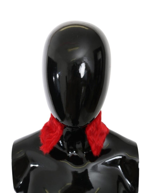 Bufanda de piel de cordero con cuello de piel roja