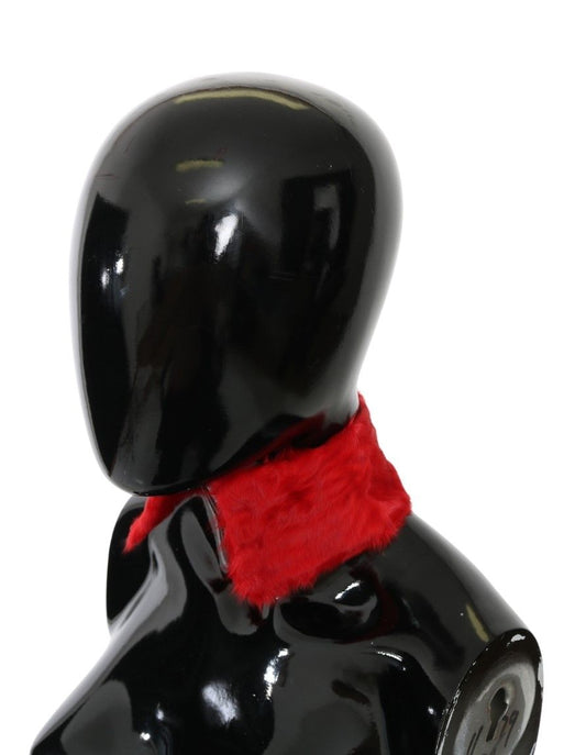 Bufanda de piel de cordero con cuello de piel roja