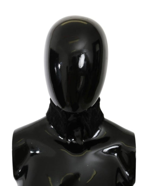 Bufanda de piel de cordero con cuello de piel negra