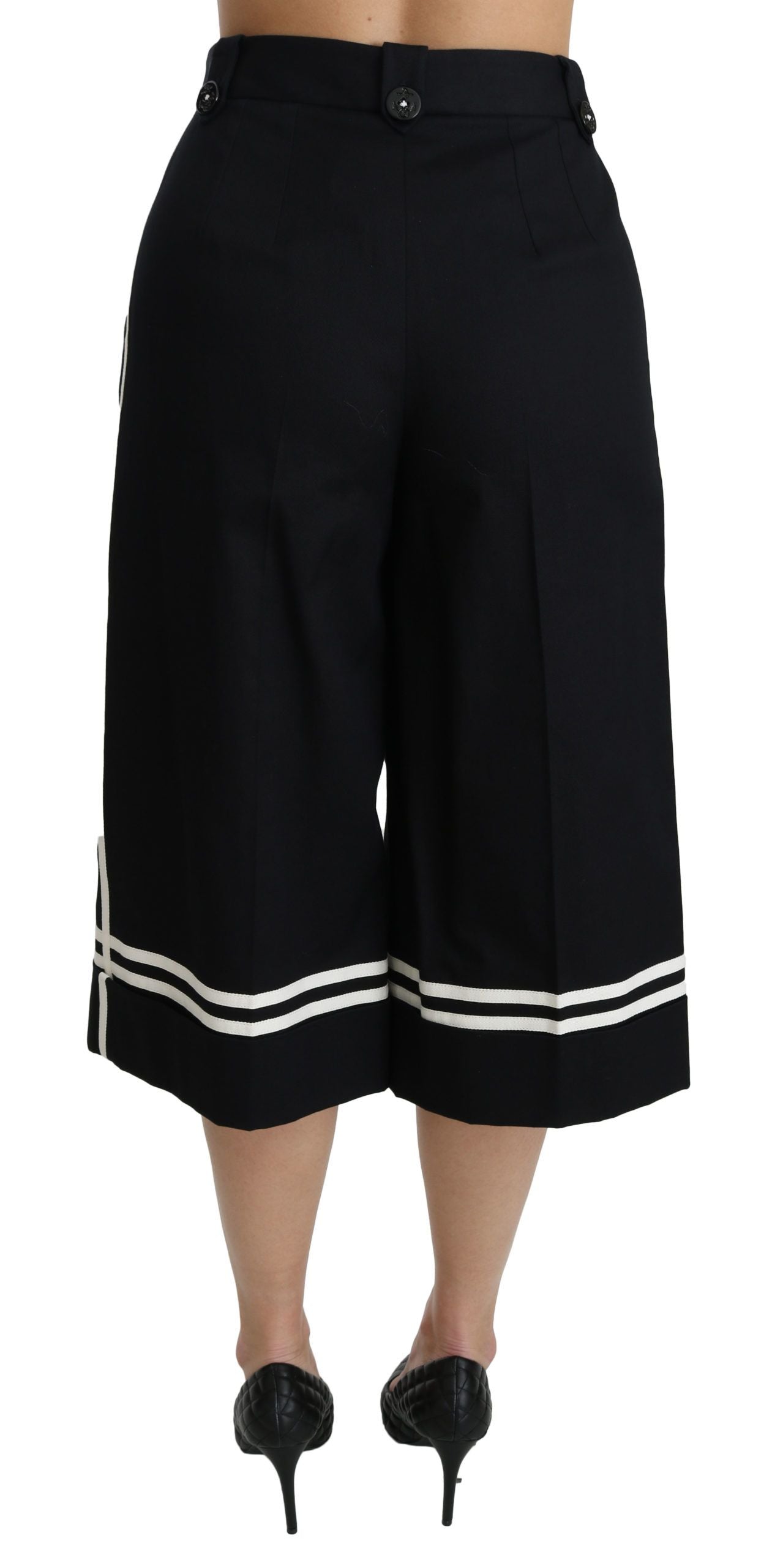 Pantalones palazzo cropped con adornos de limón negro