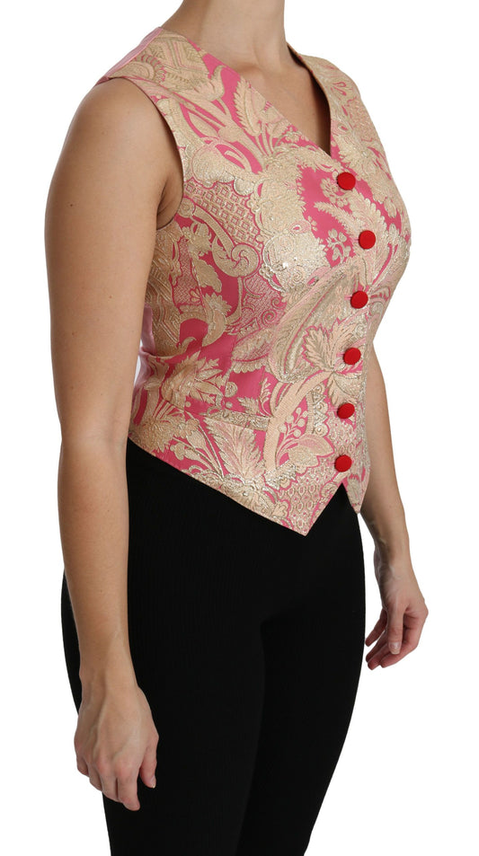 Chaleco tipo blusa con brocado de oro rosa