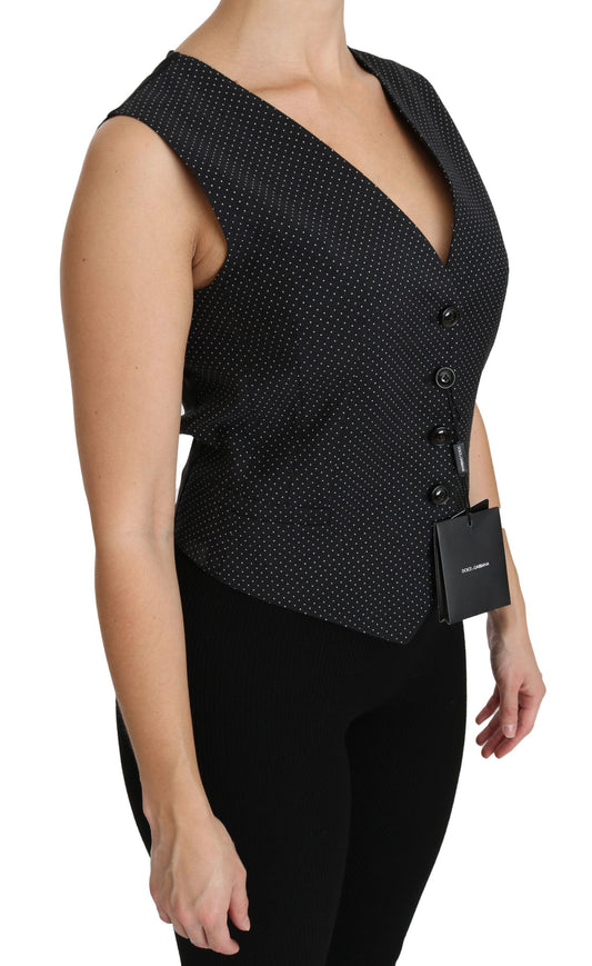 Chaleco tipo blusa con lunares negros