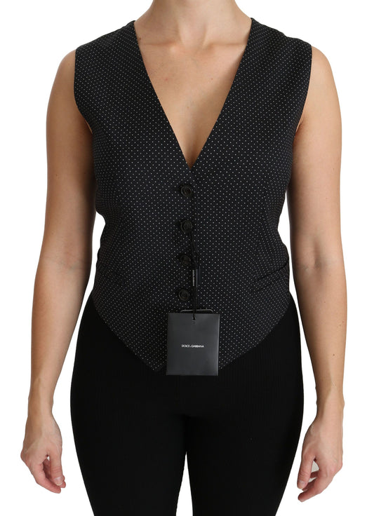 Chaleco tipo blusa con lunares negros