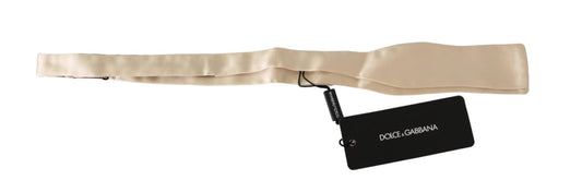 Corbata de lazo beige fina y ajustada para hombre, 100 % seda