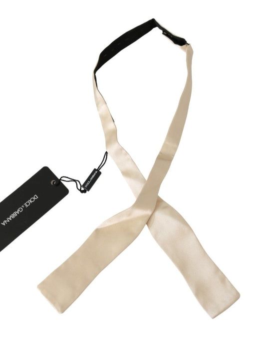 Corbata de lazo beige fina y ajustada para hombre, 100 % seda