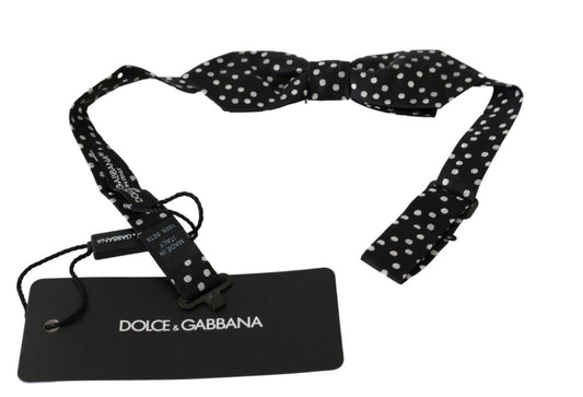 Corbata de hombre Papillon de lunares negros, 100 % seda