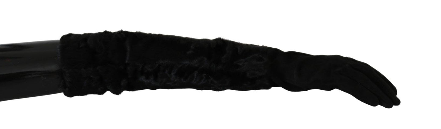 Guantes de gamuza negros hasta el codo