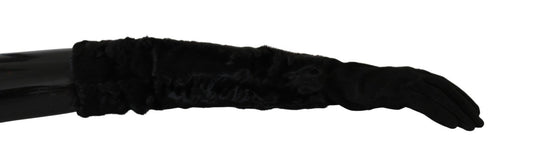 Guantes de gamuza negros hasta el codo