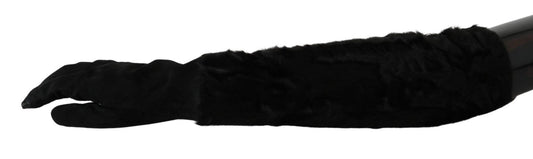 Guantes de gamuza negros hasta el codo
