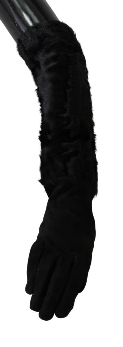 Guantes de gamuza negros hasta el codo
