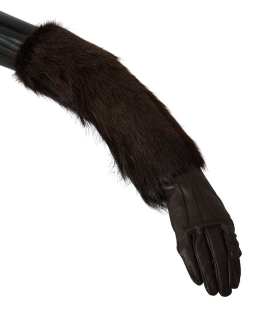 Guantes de piel y cuero marrón hasta el codo