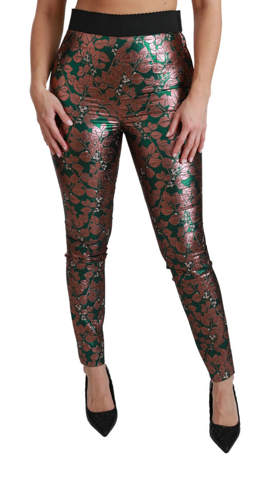 Pantalones ajustados con medias de hoja de bronce verde