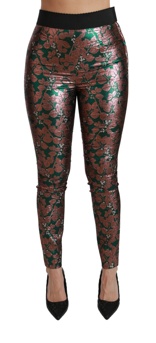Pantalones ajustados con medias de hoja de bronce verde