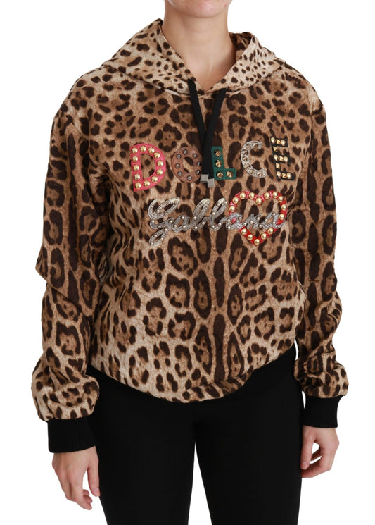 Suéter marrón con capucha y tachuelas de leopardo de Ayers