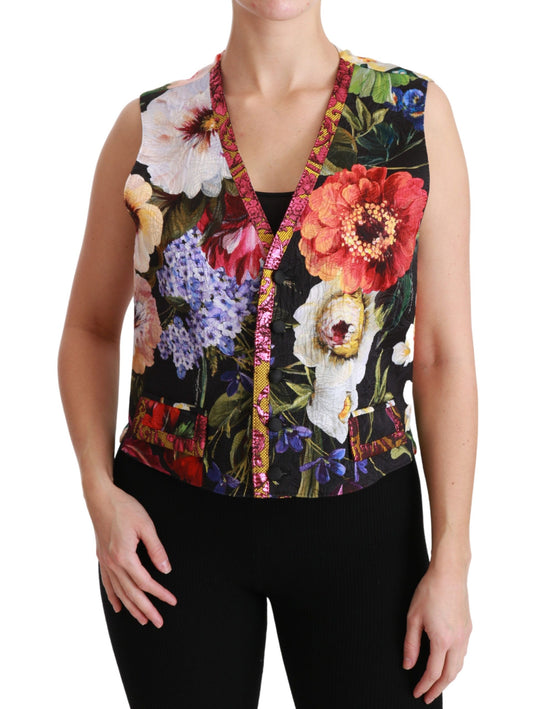 Chaleco sin mangas con estampado floral multicolor