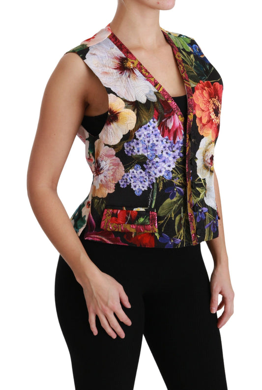 Chaleco sin mangas con estampado floral multicolor