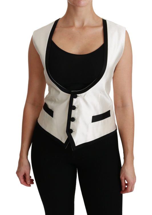 Chaleco blanco ajustado de seda