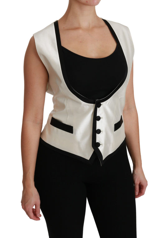Chaleco blanco ajustado de seda